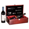 Rosewood Piano Finish Double Bottle Wine Box with Tools